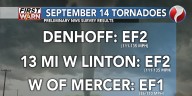 Preliminary Sept. 14 tornado ratings: 2 EF2, 1 EF1