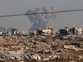 Fire and smoke from Israeli attacks dominate Gaza City skyline