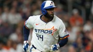 Astros’ Yordan Alvarez leaves game against Rangers with left ankle sprain