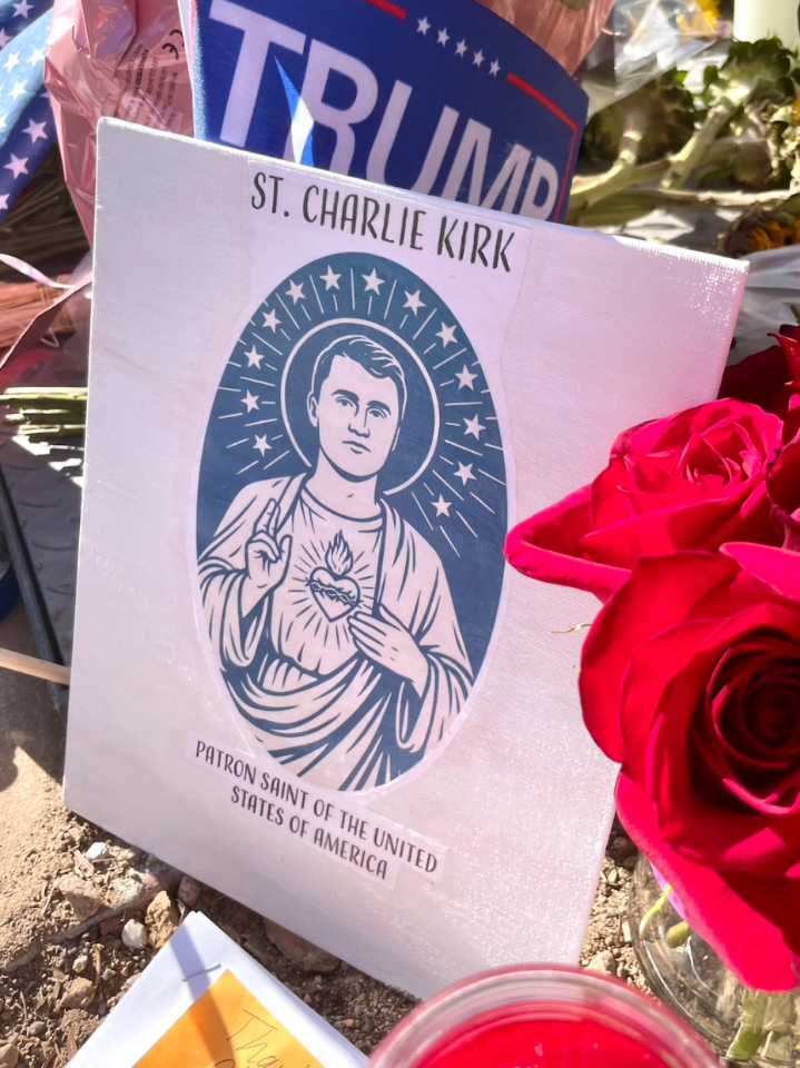 Scenes from the vigil and memorial for Charlie Kirk at TPUSA