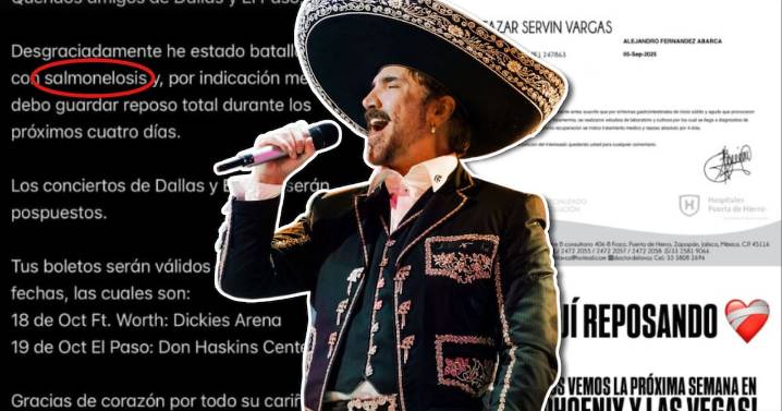 Alejandro Fernández cancela conciertos en Texas por complicaciones de salmonelosis: ¿cuál es su estado de salud?