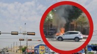Fuego infernal acaba con camioneta y provoca caos vehicular en Laredo