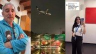 Mujer piloto realiza su primer aterrizaje en el AICM y su padre la espera bajo la lluvia para grabarla