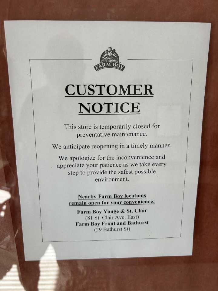 Farm Boy closes second Toronto store over pest issues