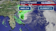 Imelda becomes a hurricane as it heads toward Bermuda while Hurricane Humberto sets sights on Europe