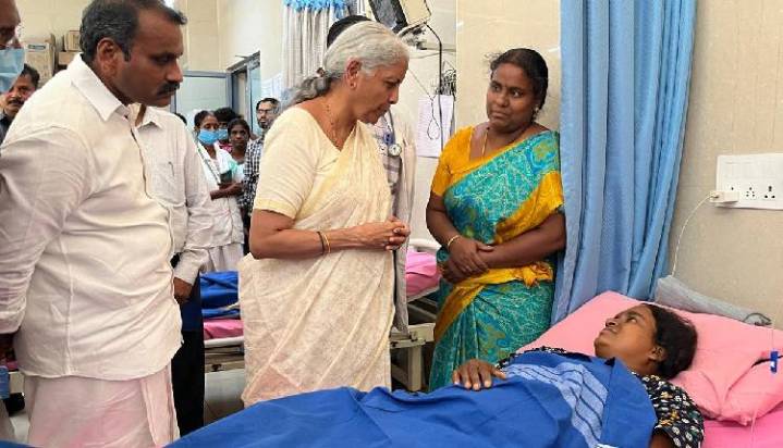 FM Nirmala Sitharaman Visits Karur; Meets Survivors, Families Of Stampede Victims