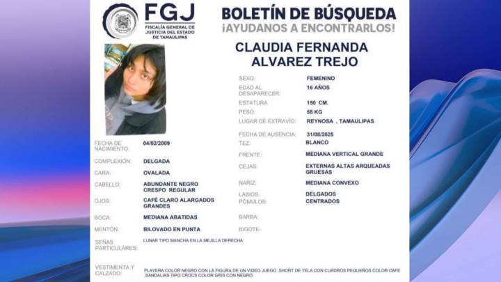 Piden Ayudan para Localizar a Claudia Álvarez, Menor Desaparecida en Reynosa