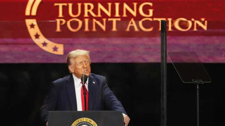 Trump teases announcement related to autism at Charlie Kirk memorial