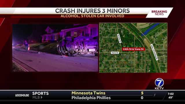 Stolen car crash leaves three minors injured