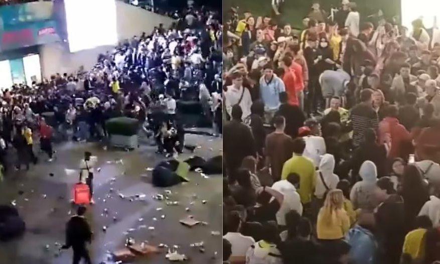 ¡Desatada batalla entre hinchas de la Vinotinto y Colombia tiñe de caos las calles de Bogotá! (+Video)