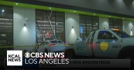 Video shows moments car drives through window of Los Angeles Amazon Fresh store