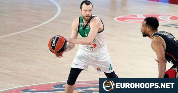 Lukas Lekavicius arrives for AEK in the Basketball Champions League