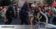 La Policía carga contra los manifestantes propalestinos tras la cancelación de la etapa final de la Vuelta a España