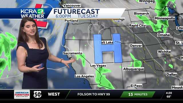 Thunderstorm chances in Northern California on Tuesday
