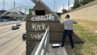 Ted Cruz paints over profane Charlie Kirk graffiti on Highway 59