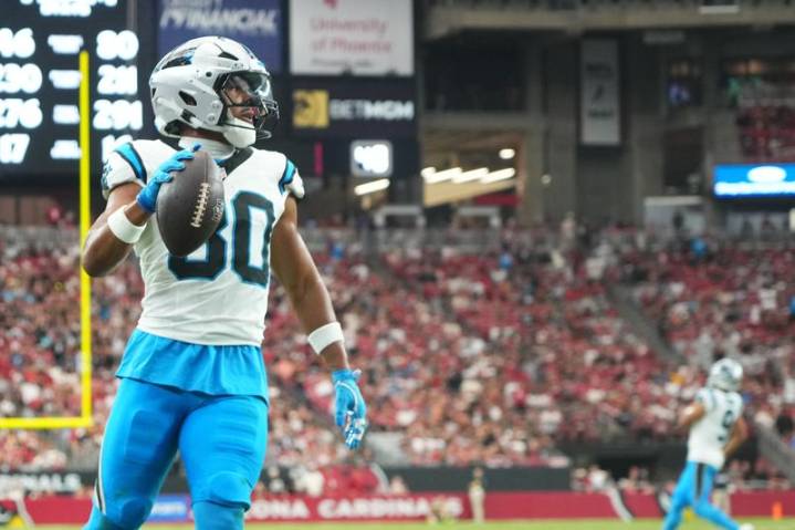 Panthers' Tetairoa McMillan, Chuba Hubbard active vs. Patriots