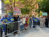 Protestors rally outside Sen. Schumer’s Midtown office urging he ‘hold the line’ against GOP spending cuts