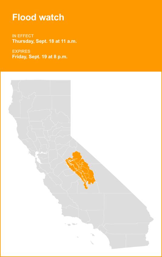 Yosemite under a flood watch Thursday and Friday due to heavy rainfall