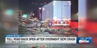 Eastbound lanes of Indiana Toll Road shut down for hours after overnight semi crash