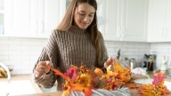 Turn Affordable Fall Wreaths Into Gorgeous Kitchen Cabinet Decor
