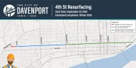 Work on Davenport 4th Street resurfacing starts Monday