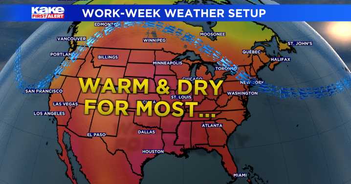 Looking warm and mostly dry this week