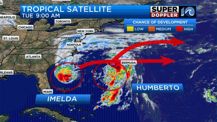 Blog: Imelda finally turns.  Minor impacts here.