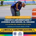 ¡Alerta Vial! Trabajará Municipio en trayecto seguro del Circuito Universitario
