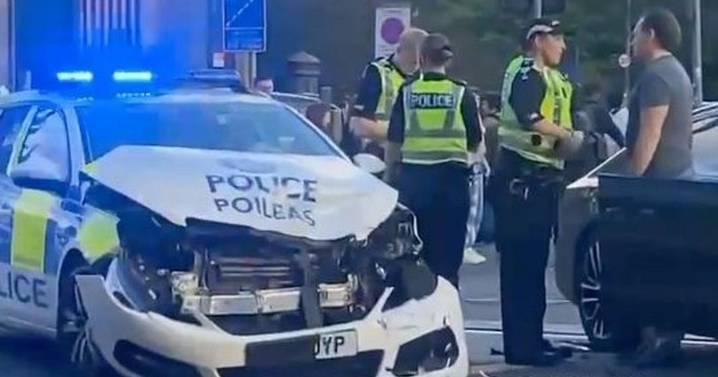 Ambulance and police car in Edinburgh city centre crashes as road closed off