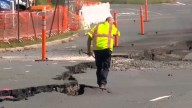 Crack that's a quarter miles long closes route 440, Smith Street in Woodbridge, New Jersey