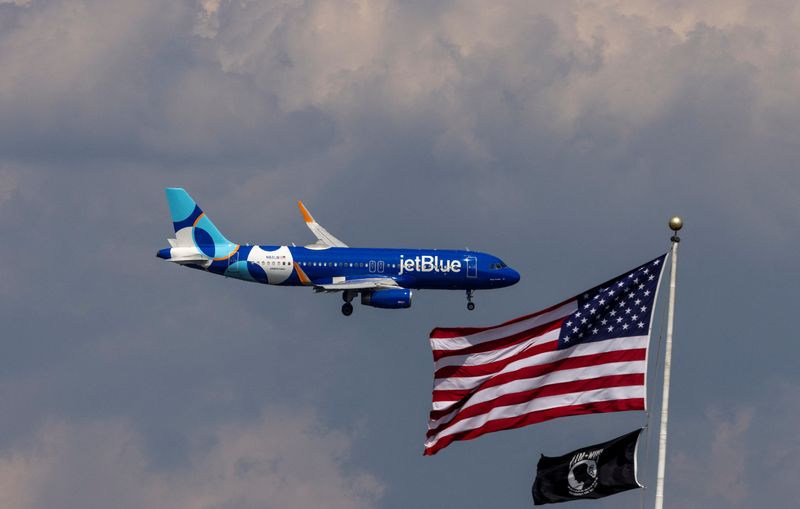 JetBlue expects smaller decline in third-quarter revenue after strong holiday demand