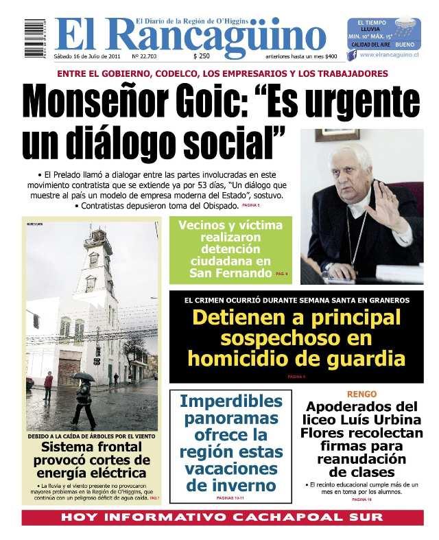 Monseñor Goic, protagonista de la noticia.