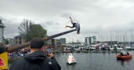 Thousands crowd Plymouth's Barbican for bizarre spectacle