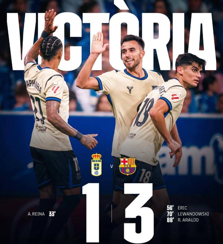 Barcelona vence 3-1 al Oviedo en LaLiga española