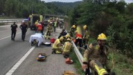 Al menos 53 heridos, dos graves, tras volcar un autobús con turistas en el municipio de Santa Susanna (Barcelona)