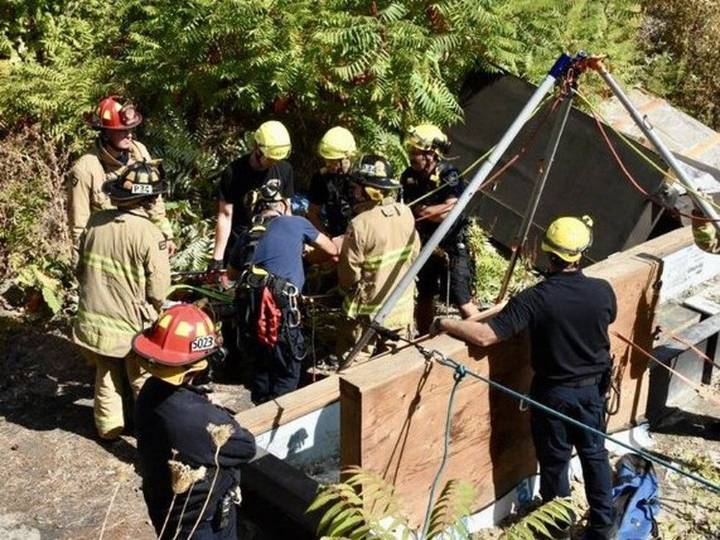 First responder team up to rescue trapped construction worker