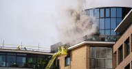 Baby treated as crews continue to tackle blaze at old BBC building