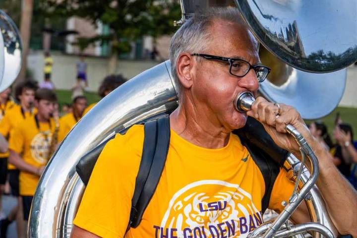 Retired accountant is hitting a high note: He’s joined Louisiana State University’s marching band