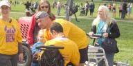 Ben crosses the finish line at Bismarck Marathon relay