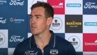 Geelong star Jeremy Cameron fires up over Tom Stewart grand final heartbreak story