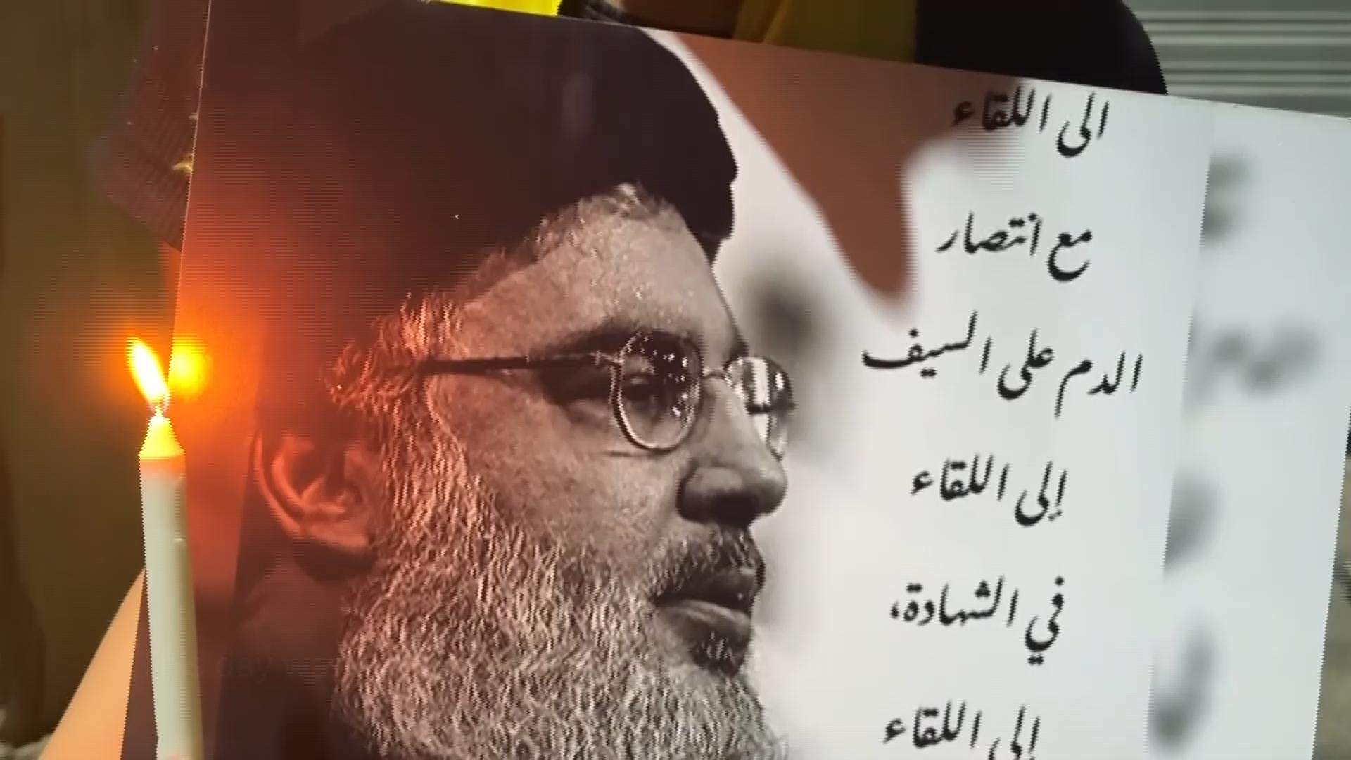 Hundreds of Hezbollah supporters gather at site of Nasrallah's death in Beirut