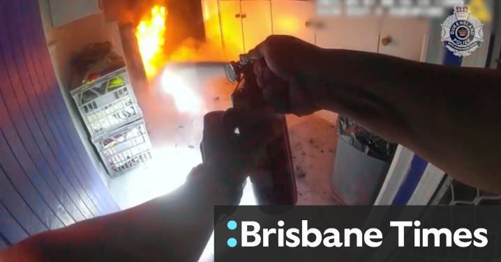 Dramatic vision shows moment officers rescue elderly woman in wheelchair from burning home