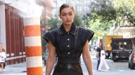 Gigi Hadid Wears a Unique Denim Outfit for Maybelline Photo Shoot in NYC 