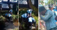 Agente de tránsito en Antioquia se tuvo que lanzar a una cañada para evitar que un motociclista lo siguiera apuñalando
