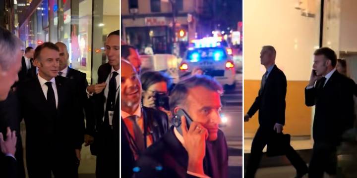 “Todo está bloqueado por tu culpa”: el insólito llamado de Macron a Trump desde la calle en Nueva York