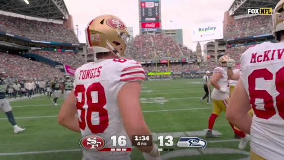 Third-stringer Jake Tonges' late TD catch gives the 49ers a 17