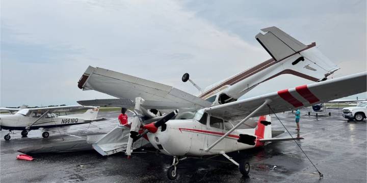 PHOTOS: Airplanes bent, destroyed at Texas airport following severe thunderstorms