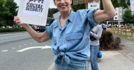 Rosie the Riveter at the Bothell protest