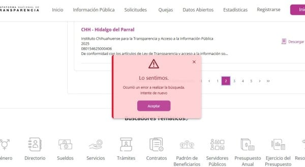 Surgen fallas en Plataforma Nacional de Transparencia