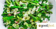 Asparagus with gribiche, peas and radish